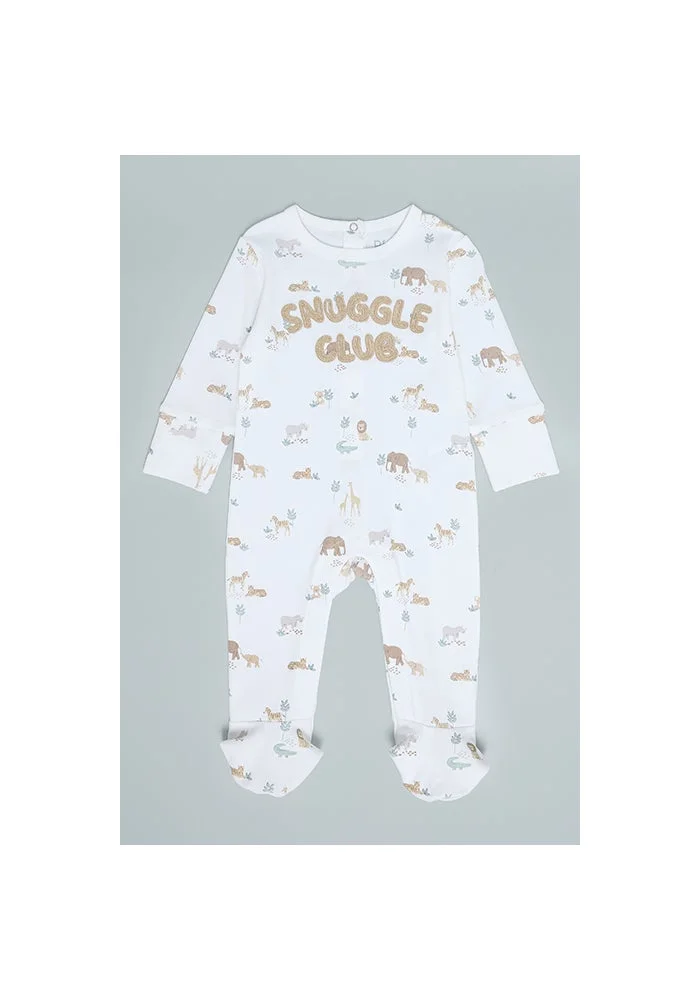 R&b Printed Footed Sleepsuit with Long Sleeves