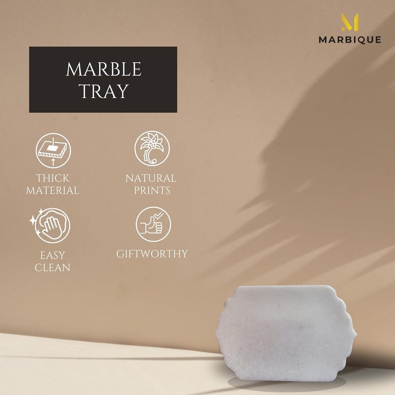 MARBIQUE Premium White Marble Tray Platter Serving Board 22 15 cm - Image 4
