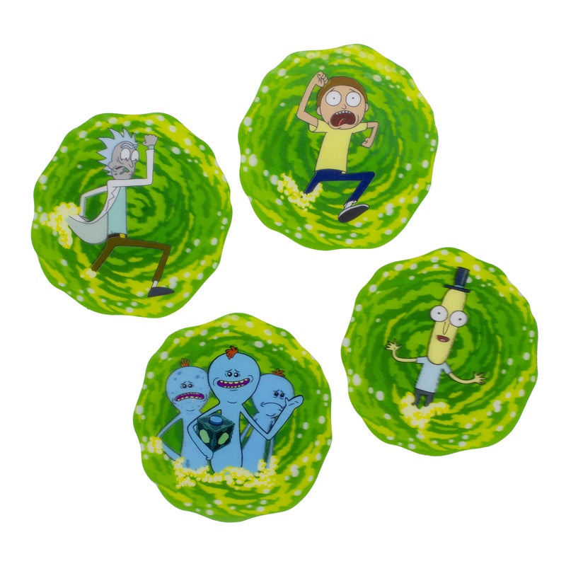 Paladone Rick and Morty 3D Set of 4 Drink Coasters, Multi Colored, 4 Count - Image 1