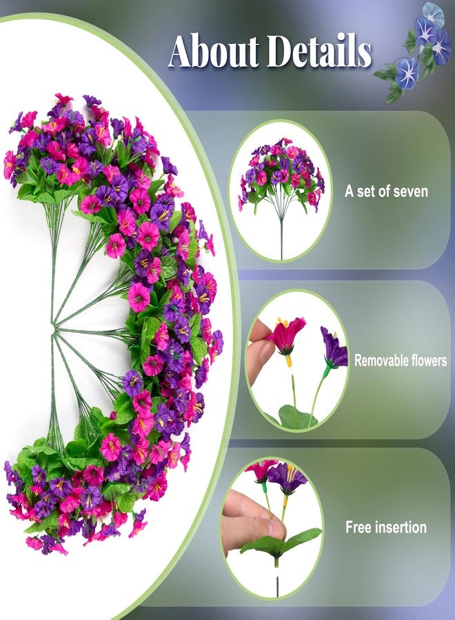 Ammyoo Artificial Fake Hanging Flowers with Basket, Faux Silk Morning Glory Flower Arrangement for Spring Summer Decor, Hanging Plant for Patio Garden Porch Outdoor Decor - Image 3