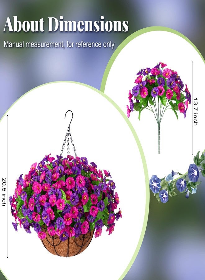 Ammyoo Artificial Fake Hanging Flowers with Basket, Faux Silk Morning Glory Flower Arrangement for Spring Summer Decor, Hanging Plant for Patio Garden Porch Outdoor Decor - Image 4