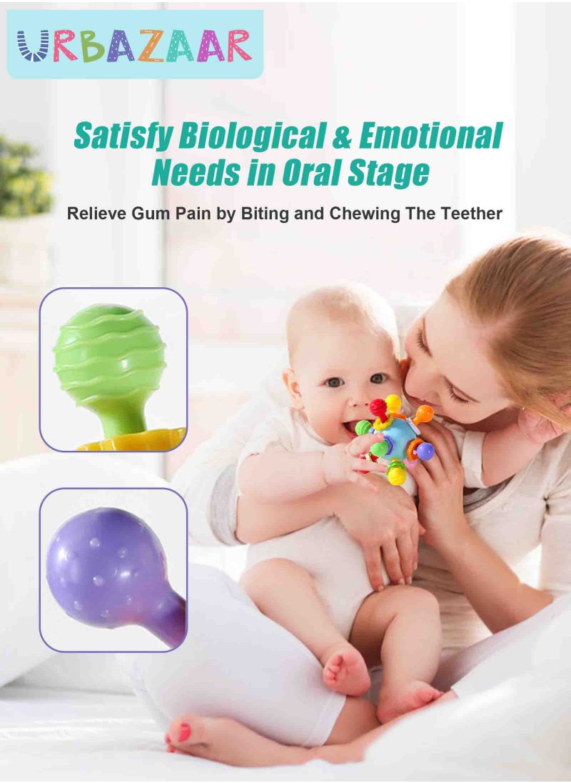 URbazaar 2Pcs Baby Teething Toys, Teething Toys for 0 3 6 9 12 Months Boys Girls, Newborn Baby Toys, Baby Rattles Toys, Sensory Chew Toys, 1 Year Old Baby Shower Gifts  - Image 3