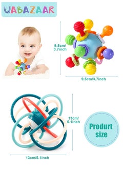 URbazaar 2Pcs Baby Teething Toys, Teething Toys for 0 3 6 9 12 Months Boys Girls, Newborn Baby Toys, Baby Rattles Toys, Sensory Chew Toys, 1 Year Old Baby Shower Gifts  - Image 2