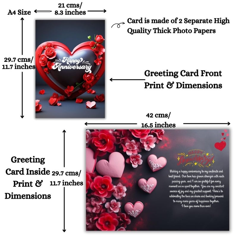 AanyaCentric AanyaCentric Anniversary Printed Greeting Card Red Envelope 83x117 inches Special Romantic Gift for Husband Wife Wedding Celebration Couple Greeting  - Image 3