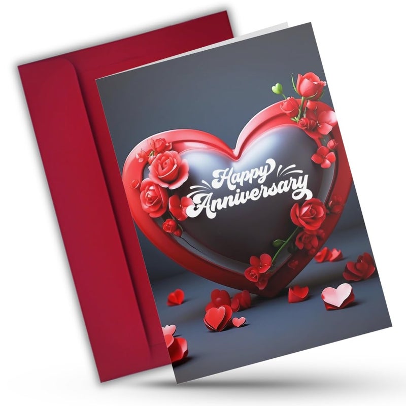 AanyaCentric AanyaCentric Anniversary Printed Greeting Card Red Envelope 83x117 inches Special Romantic Gift for Husband Wife Wedding Celebration Couple Greeting  - Image 1