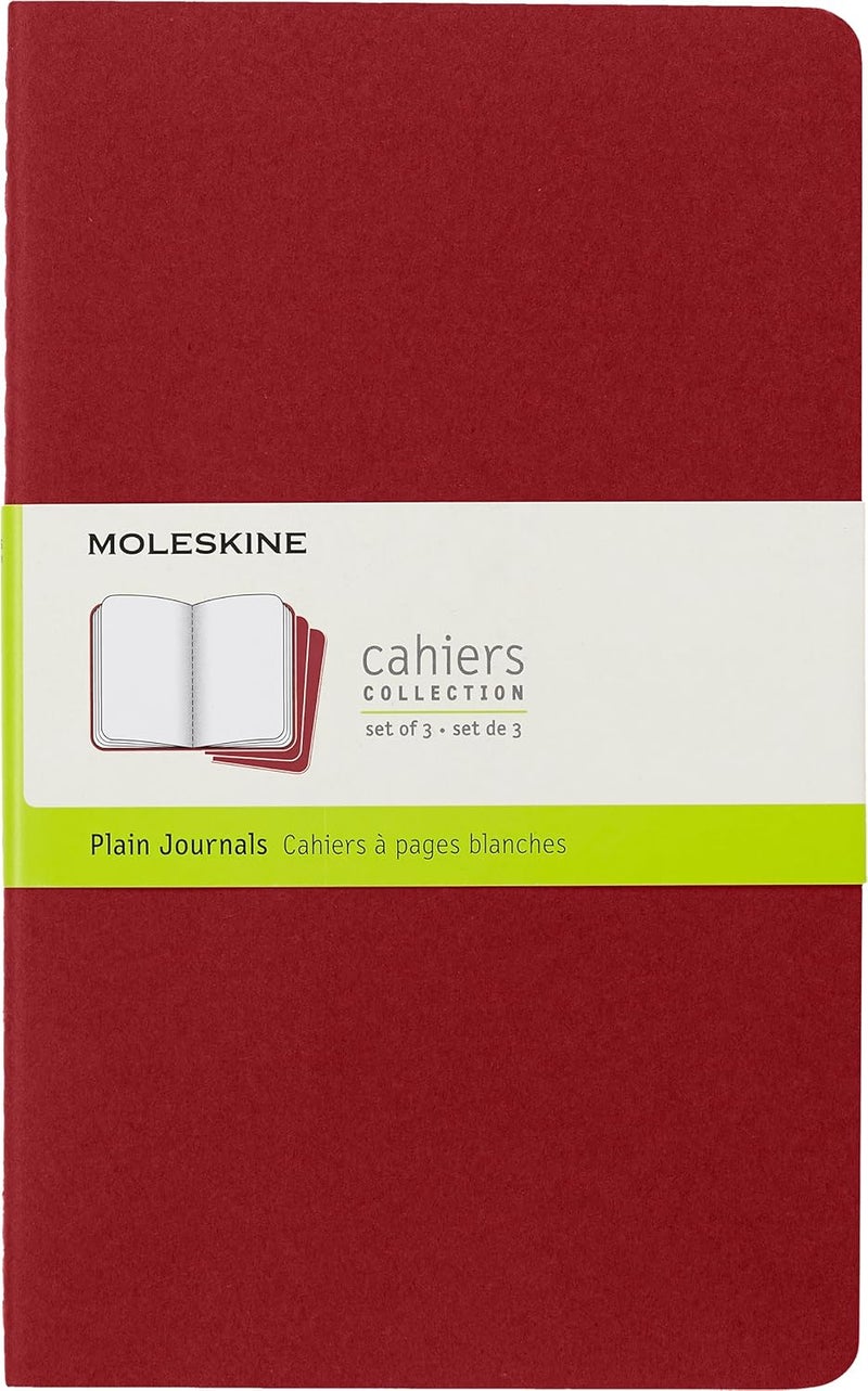 MOLESKINE Cahier Journal Large Size Plain Pages Cranberry Red Cover 64 Pages - Image 1