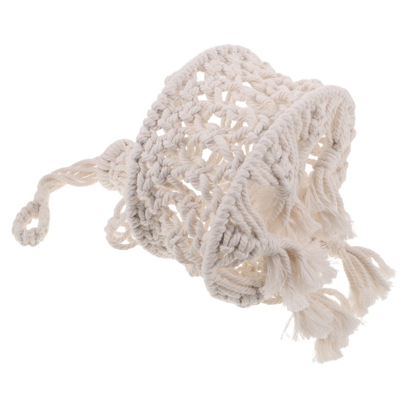 Macrame Lamp Shade: Bohemian Handwoven Cotton Rope Lampshade For Pendant - Macrame Woven Lamp Shade Cover Rustic Light Fixture (Lightbulb Not Included) - Image 5