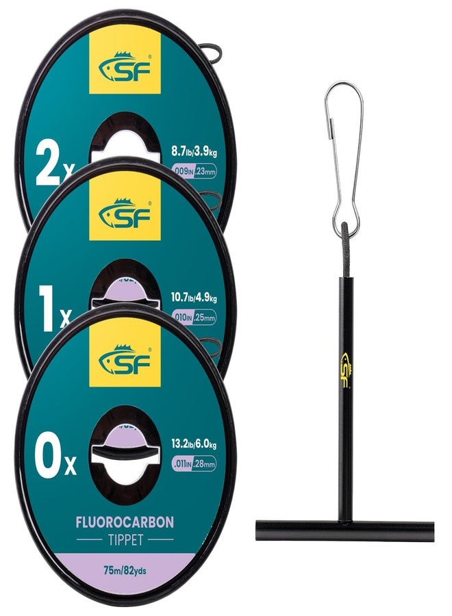 اس اف خيط فلوروكربون شفاف SF مع حامل، خيوط صيد الذباب، خيوط رئيسية لصيد سمك السلمون المرقط، 75 متر، مقاس 0-1-2X، 3 قطع - Image 1