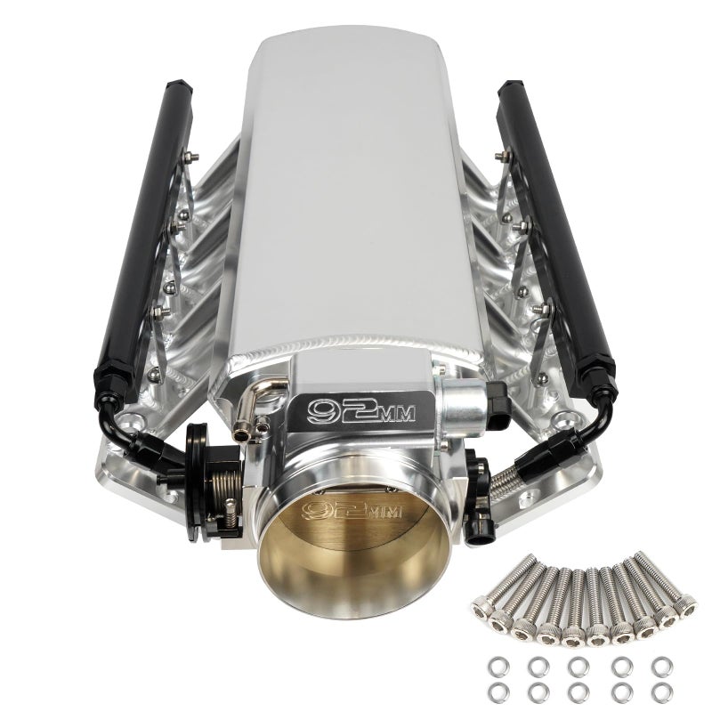 Htostar Racing For LS Intake Manifold Compatible with LS1 LS2 LS6 of cathedral port heads with Drive by Cable Throttle Body Compatible with Chevy Cadillac Pontiac Aluminum 92mm
