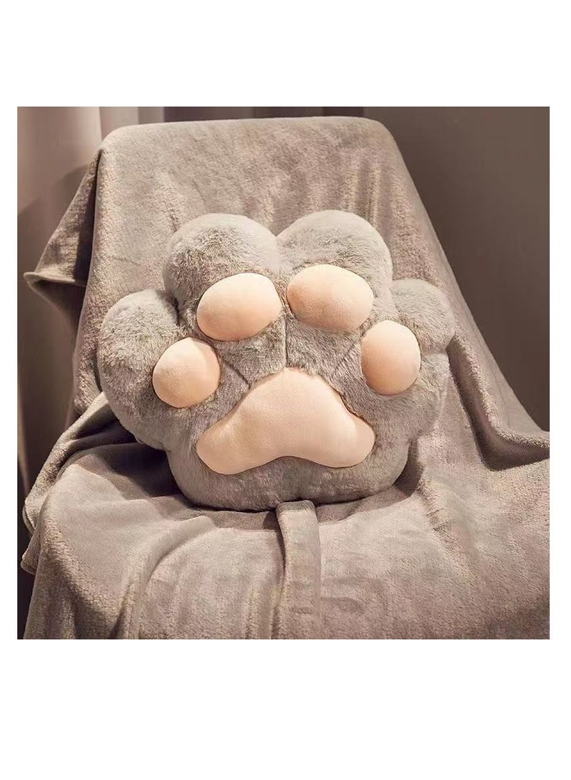 3 in 1 Cat Paw Pillow Blanket with Hand Warmer Pockets - Soft Plush Throw Pillow, Foldable Nap Blanket & Warm Hand Cushion for Home Office Car Travel, Zippered Multi-Use Lounge Pillow (40x35cm Pillow + 100x180cm Blanket-Grey) - Image 1