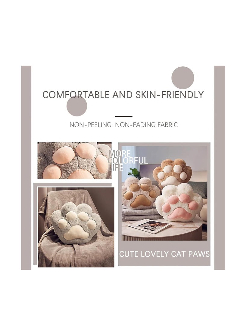 3 in 1 Cat Paw Pillow Blanket with Hand Warmer Pockets - Soft Plush Throw Pillow, Foldable Nap Blanket & Warm Hand Cushion for Home Office Car Travel, Zippered Multi-Use Lounge Pillow (40x35cm Pillow + 100x180cm Blanket-Grey) - Image 3