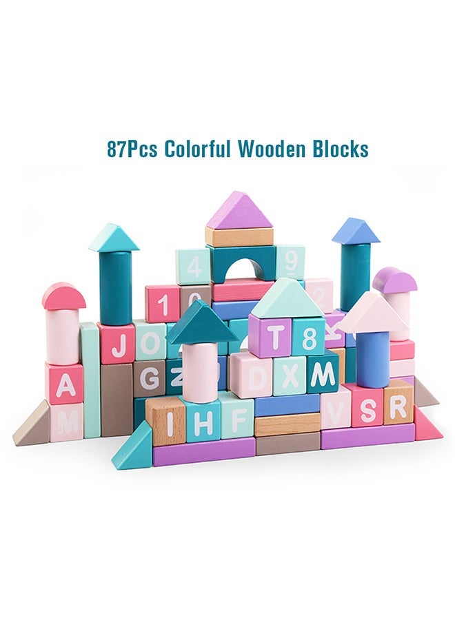 NIBEMINENT 87-Pieces Wooden Building Blocks Educational Toys - Image 2