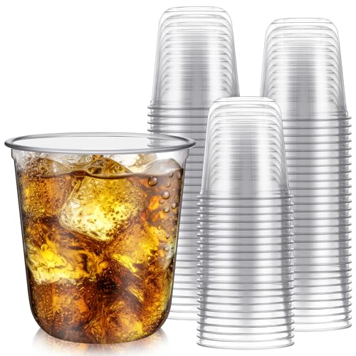 Ziliny 100 Pcs Plastic Stemless Wine Glasses Disposable Plastic Wine Glasses for Parties Weddings Birthdays Cocktail Clear12oz