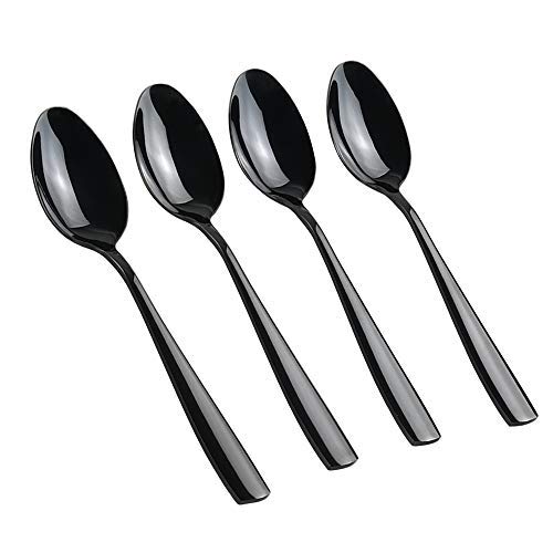 Teyyvn 16Pack Black Stainless Steel Dinner Spoon 803 Inches Mirror Polished