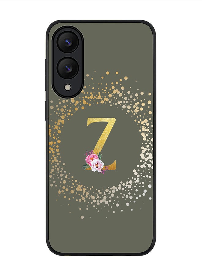 Stylizedd For Samsung Galaxy S25 Edge Case,Slim fit Camera Protection, Shockproof Thin Phone cover  - Custom Monogram Floral - Z  (Olive Green )