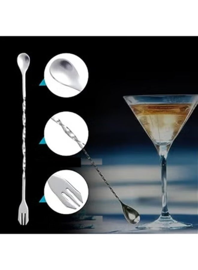 ميكسد مجموعة أدوات بار ومنزل من الفولاذ المقاوم للصدأ بطول 10 بوصات و 8 بوصات مع ملعقتين للتحريك، لإبتكار مشروبات موهيتو وفواكه طازجة في أوعية متنوعة - Image 3