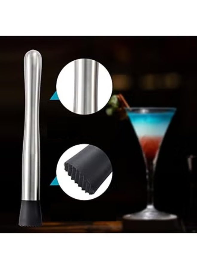 ميكسد مجموعة أدوات بار ومنزل من الفولاذ المقاوم للصدأ بطول 10 بوصات و 8 بوصات مع ملعقتين للتحريك، لإبتكار مشروبات موهيتو وفواكه طازجة في أوعية متنوعة - Image 2