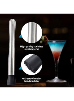 MIXDE Stainless Steel Cocktail Muddler Set - 10-inch & 8-inch Mixing Spoons - Ideal for Mojitos and Fruit-based Drinks in Any Container  - Image 2