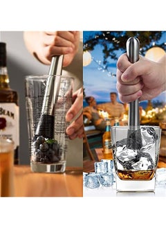MIXDE Stainless Steel Cocktail Muddler Set - 10-inch & 8-inch Mixing Spoons - Ideal for Mojitos and Fruit-based Drinks in Any Container  - Image 5