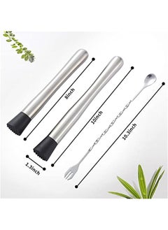 MIXDE Stainless Steel Cocktail Muddler Set - 10-inch & 8-inch Mixing Spoons - Ideal for Mojitos and Fruit-based Drinks in Any Container  - Image 4
