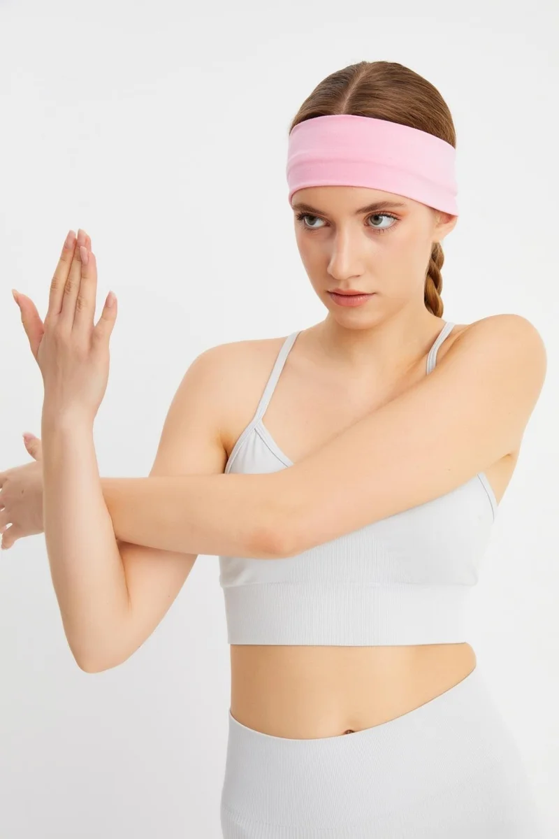 Butikgiz Pink Women's Cotton Combed Comb, Non-Slip, Sweatproof, Ultra Light, Sports Hair Band Bandana