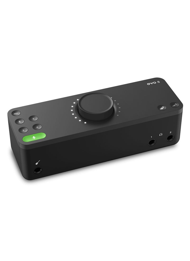 USB 2.0 Audio Interface, 4-in/4-out, 24-bit/96kHz, with 4 EVO Mic Pres, 1 JFET Instrument Input, 2 Headphone Outputs, Loopback, USB Bus Power, EVO Control App, and Bundled Software - Mac/Win