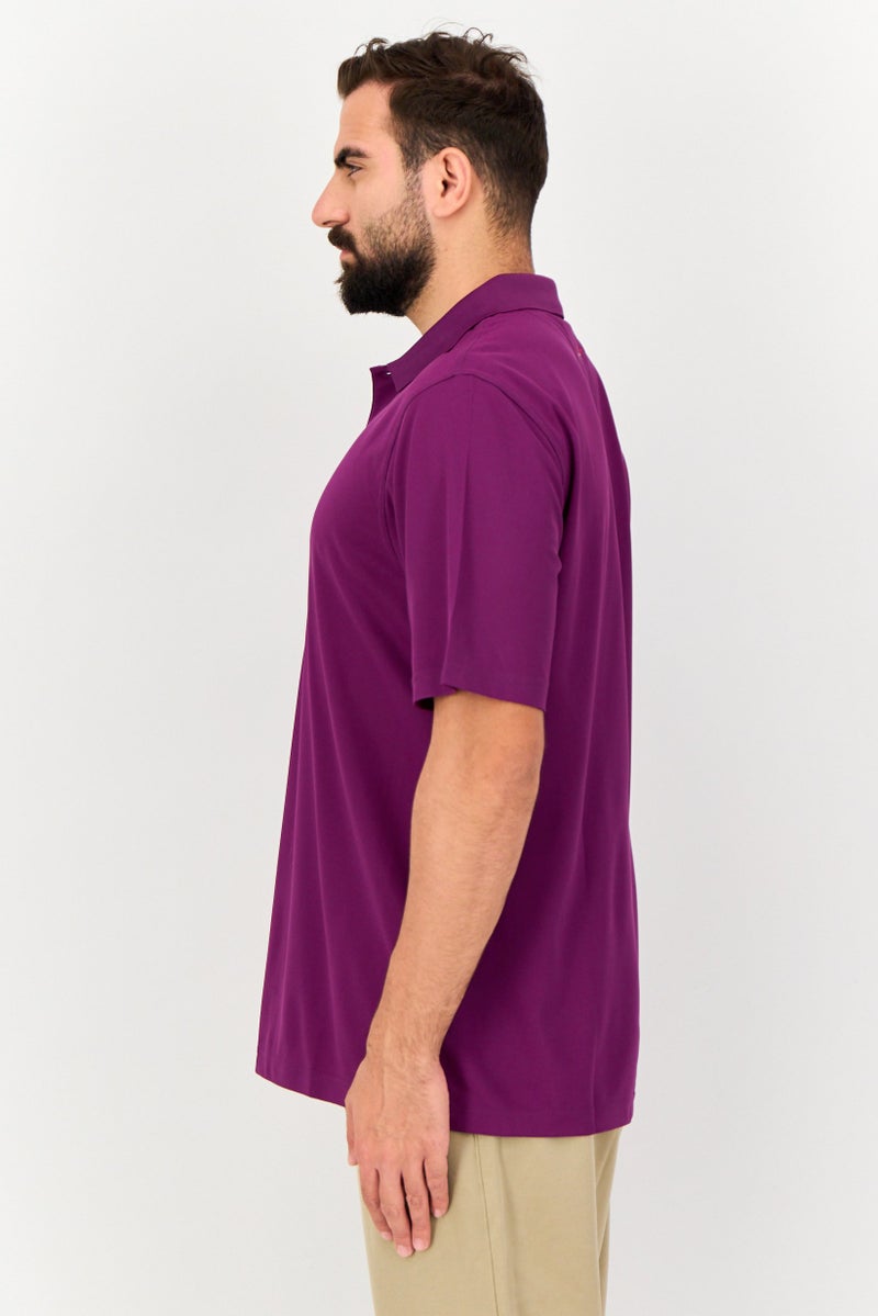 Greg Norman Men Sportswear Fit Short Sleeve Textured Outdoor Polo Shirt, Purple  - Image 4