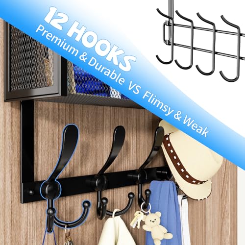 Kaiferty Over The Door Hooks Organizer, Coat Rack Over The Door Storage Hanger Towel Rack, Back of Door Storage Organizer for Bathroom,Bedroom,Kitchen,Office (Black, 4-Tier) - Image 5