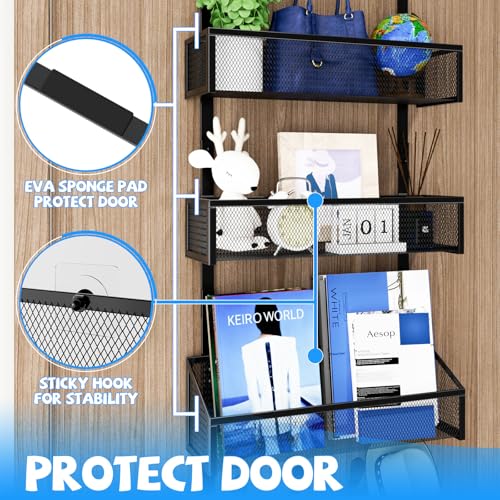 Kaiferty Over The Door Hooks Organizer, Coat Rack Over The Door Storage Hanger Towel Rack, Back of Door Storage Organizer for Bathroom,Bedroom,Kitchen,Office (Black, 4-Tier) - Image 4