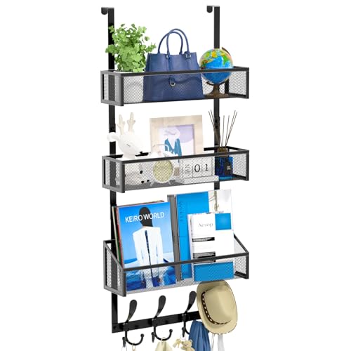 Kaiferty Over The Door Hooks Organizer, Coat Rack Over The Door Storage Hanger Towel Rack, Back of Door Storage Organizer for Bathroom,Bedroom,Kitchen,Office (Black, 4-Tier) - Image 1