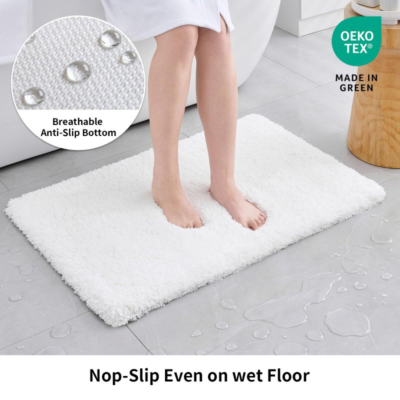 Disolla White Bathroom Rug 24x48 - Non-Slip Plush Thick Bath Mat, Highly Absorbent & Ultra Soft Fluffy Floor Mat, Machine Washable for Shower and Tub - Image 2