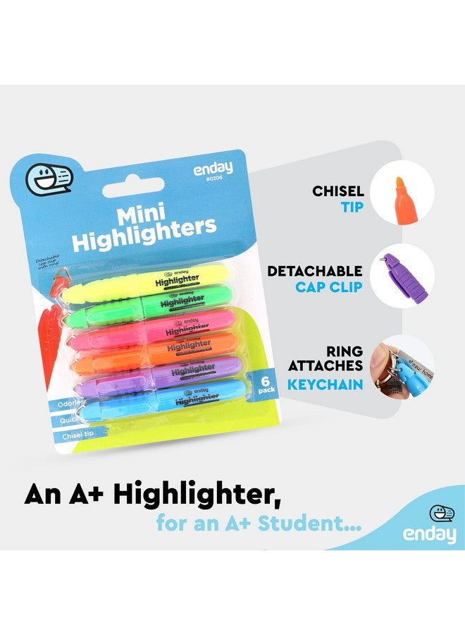 Emraw Mini Fluorescent Highlighter With Cap Clip. Smooth Glide Solid Gel Student Study Kit Assorted Colors (12 Pack)  - Image 3