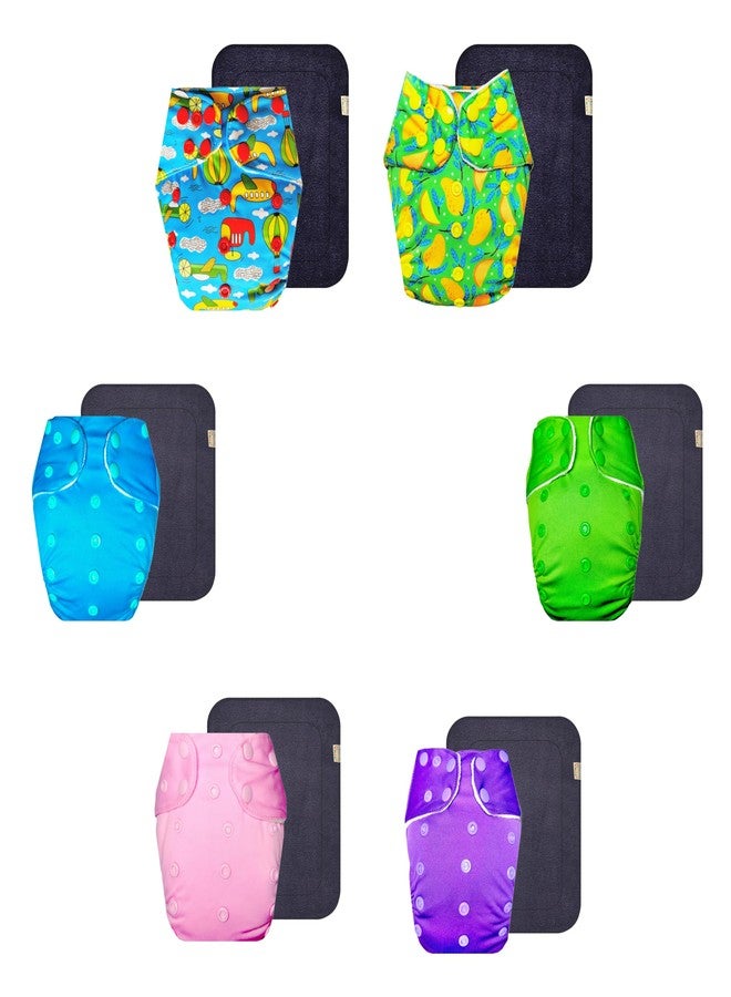 Dumbledo Premium Cloth Diaper with Gray Insert (Pack of 6) | Hypoallergenic | Breathable | Quick Dry | Ideal for Toddlers | 3 Months - 3 Years | Unisex Baby - Image 1