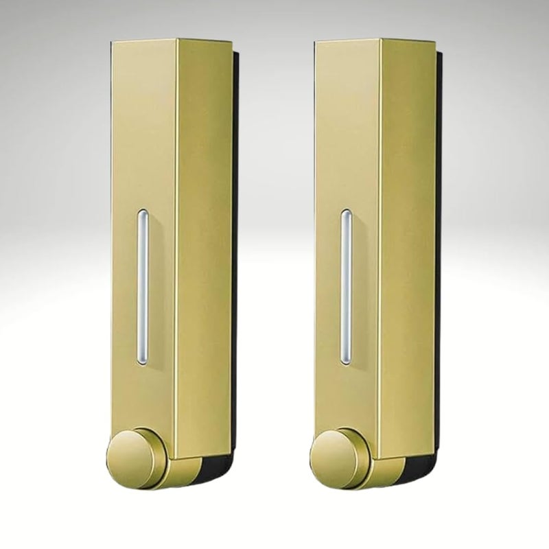 Aimko Wall Mounted Manual Push-Button Liquid Soap Dispenser | Stylish Finish | Ideal for Shower, Lotion, Shampoo | Durable & Space-Saving Design | Easy Installation & Refill (1PCS) (Gold) - Image 1