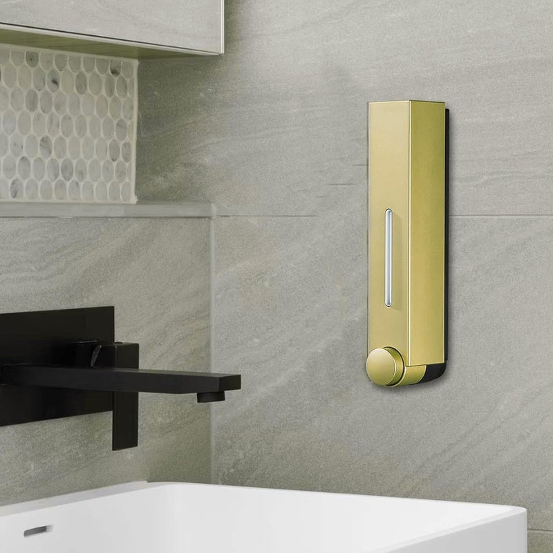 Aimko Wall Mounted Manual Push-Button Liquid Soap Dispenser | Stylish Finish | Ideal for Shower, Lotion, Shampoo | Durable & Space-Saving Design | Easy Installation & Refill (1PCS) (Gold) - Image 5