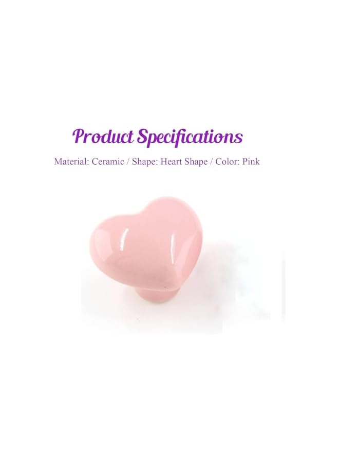The Bros Heart-Shaped Ceramic Cabinet Knobs, 40mm x 36mm, Pink, Set of 4, Drawer Pulls for Children's Furniture (Light Pink) - Image 2
