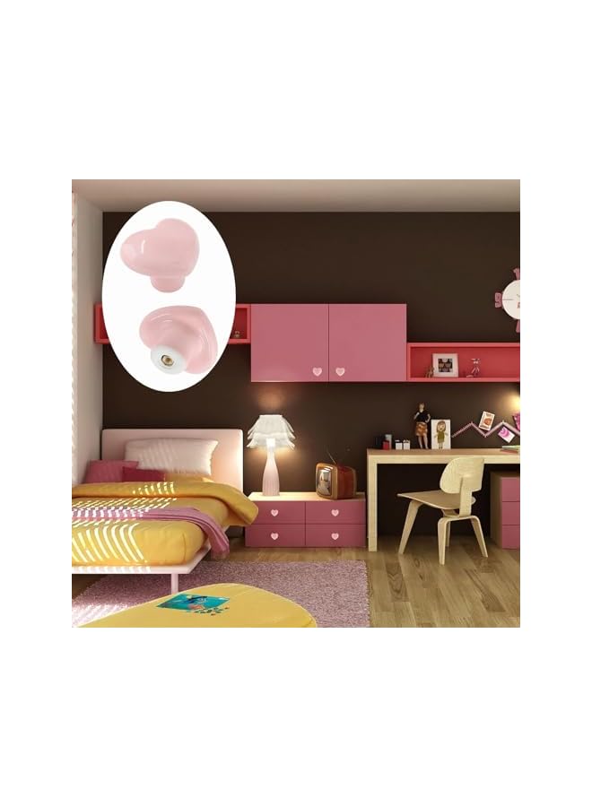 The Bros Heart-Shaped Ceramic Cabinet Knobs, 40mm x 36mm, Pink, Set of 4, Drawer Pulls for Children's Furniture (Light Pink) - Image 4