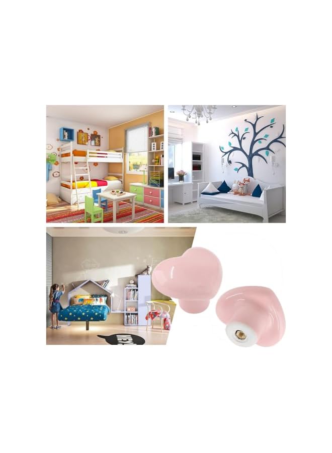 The Bros Heart-Shaped Ceramic Cabinet Knobs, 40mm x 36mm, Pink, Set of 4, Drawer Pulls for Children's Furniture (Light Pink) - Image 5