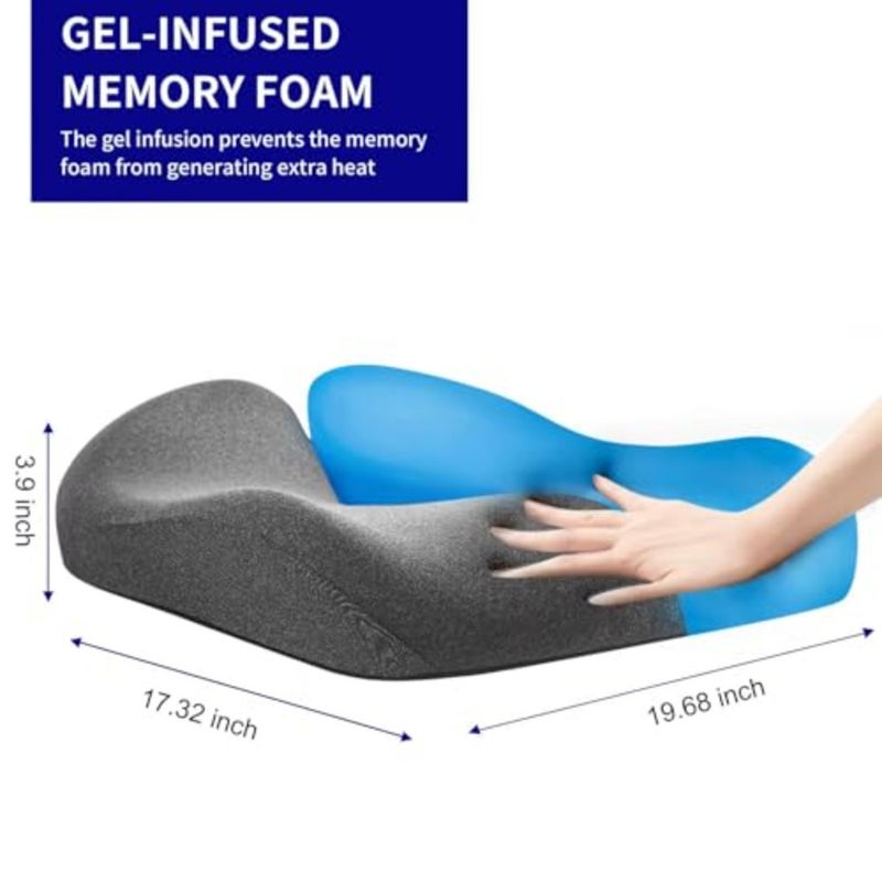 Office chair, kitchen chair, car seat cushion: gel-infused memory foam, black, pressure sore and tailbone pain relief - Image 3