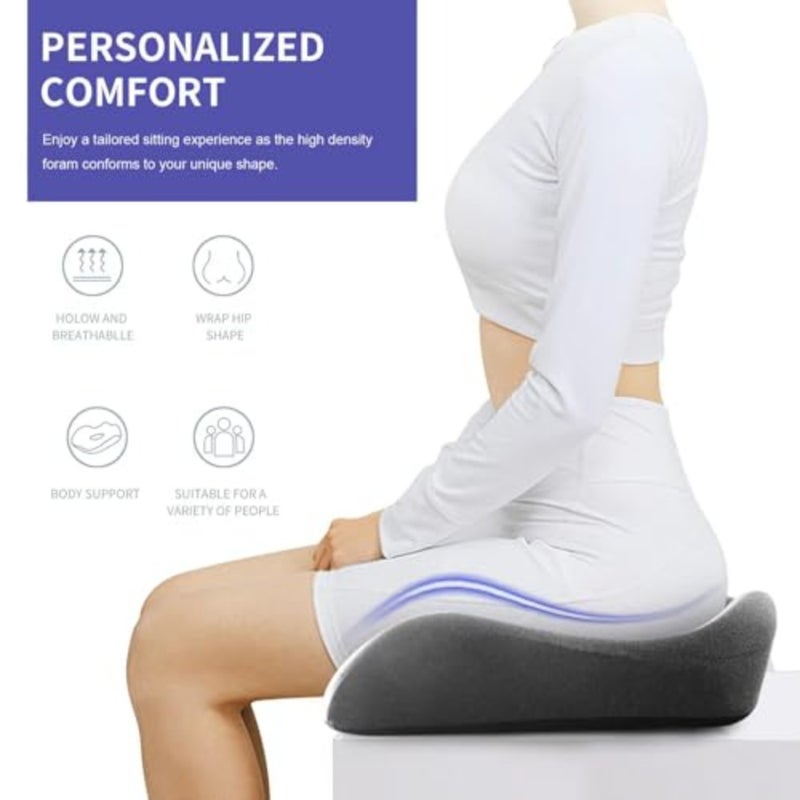 Office chair, kitchen chair, car seat cushion: gel-infused memory foam, black, pressure sore and tailbone pain relief - Image 4