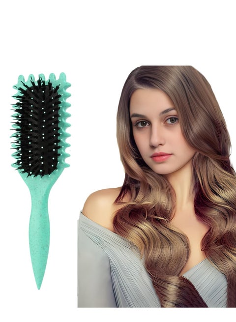 Curl Defining Brush, Curl Brush, Bounce Hair Brush Styling Brush for Detangling, Shaping and Defining Curls for Women Girl's Curls to Reduce Pulling and Curl Separation (Green)