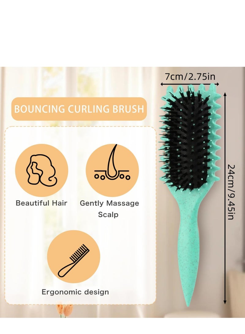 Curl Defining Brush, Curl Brush, Bounce Hair Brush Styling Brush for Detangling, Shaping and Defining Curls for Women Girl's Curls to Reduce Pulling and Curl Separation (Green)