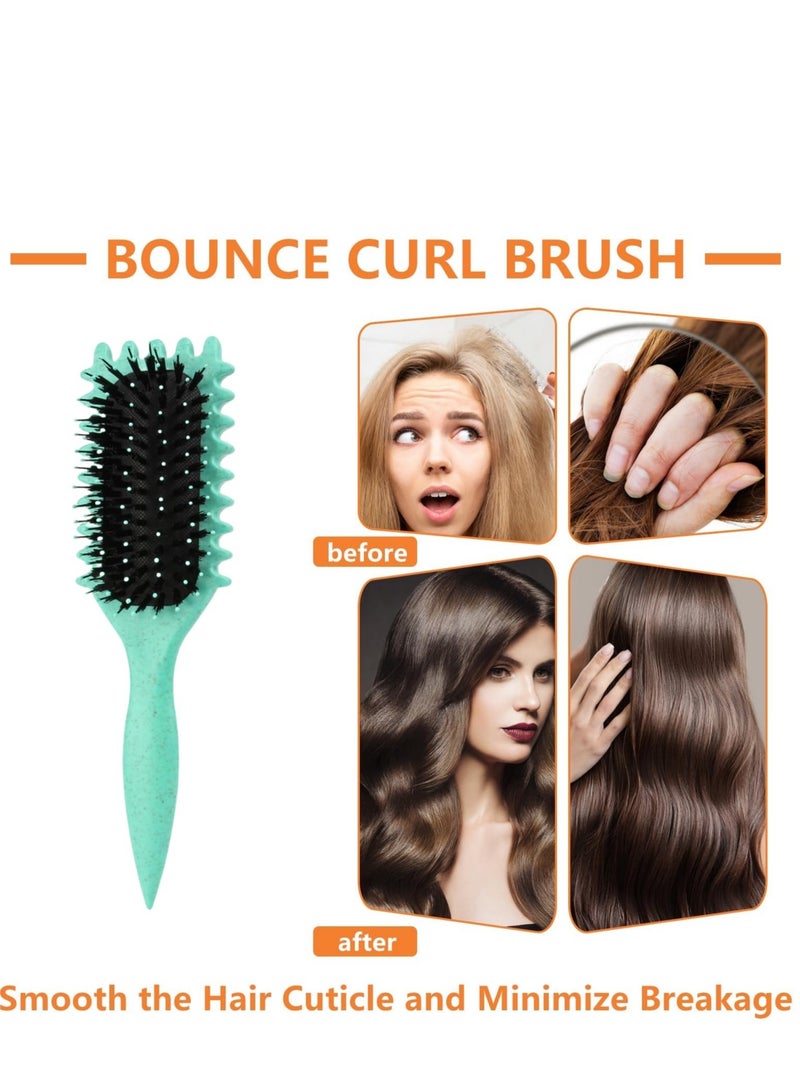 Curl Defining Brush, Curl Brush, Bounce Hair Brush Styling Brush for Detangling, Shaping and Defining Curls for Women Girl's Curls to Reduce Pulling and Curl Separation (Green)