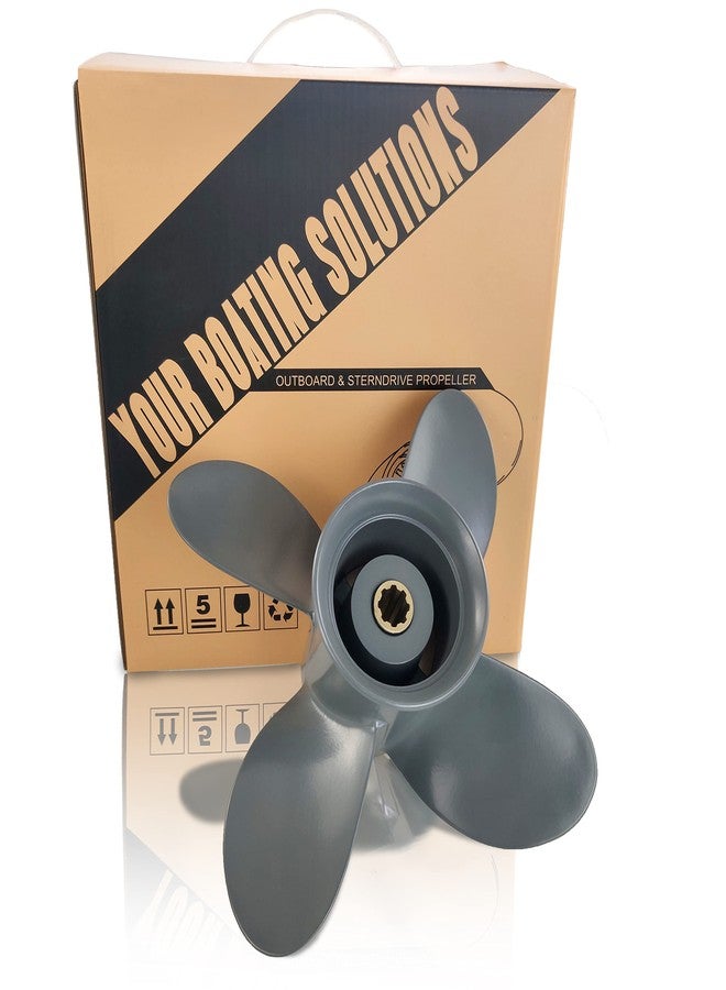 CAPTAIN 4 Blades Outboard Propeller fit Yamaha Honda 8HP 9.9HP 15HP 20HP, 8 Spline Tooth Boat Propellers, RH, OEM Prop (9 1/4x10 Pitch) - Image 1