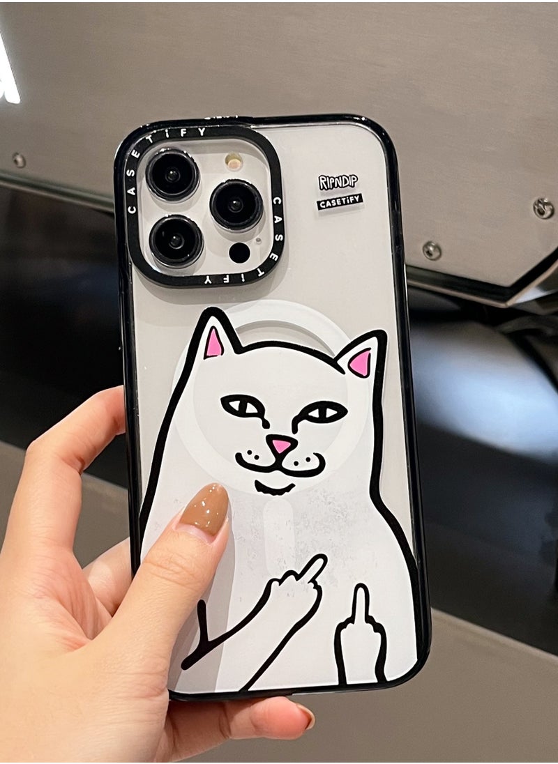 Casetify - Apple iPhone 12 Pro Max Case Cat Pattern Magnetic Adsorption Phone Case - Semi transparent - Image 1