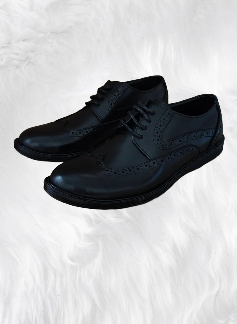 MLR Formal shoes made of genuine natural leather with a light sole and medical lining - black color - Image 1