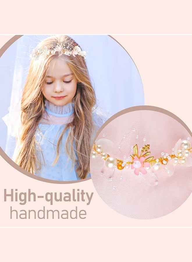 Two-pcs set: bridal wreath headband and bracelet; children's hair accessories and jewelry  performance props  white. - Image 4