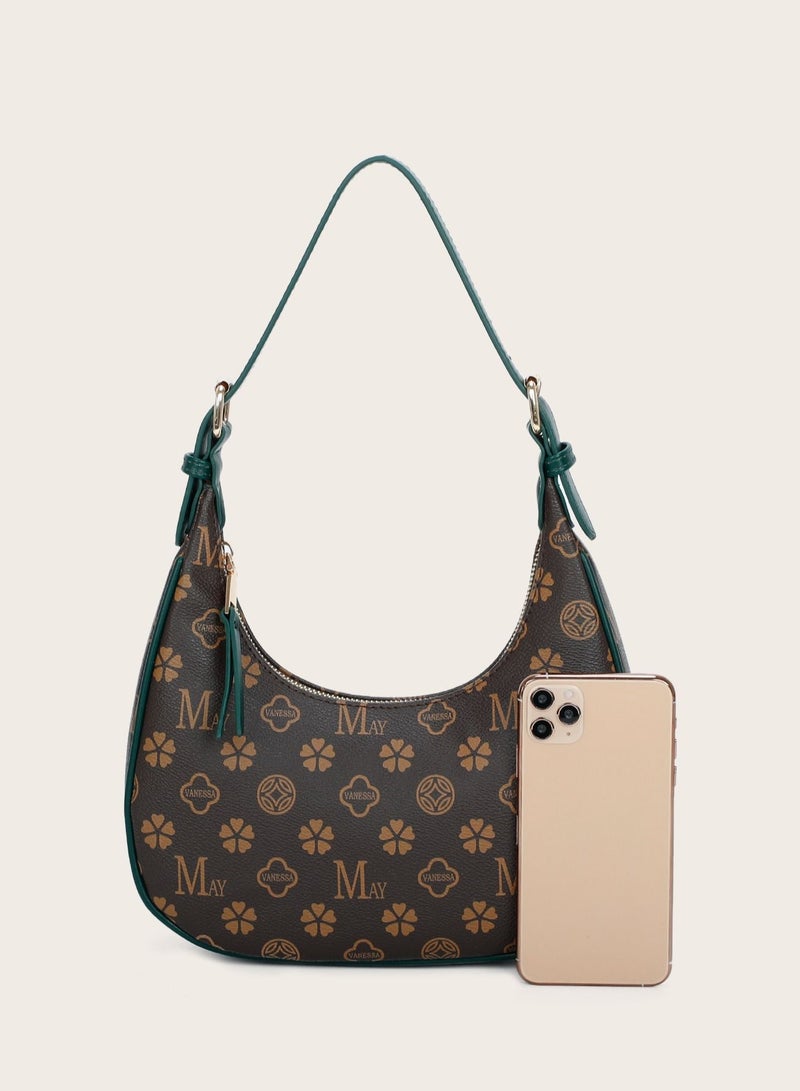 Vanessa حقيبة يد حقيبة كتف نمط ريترو تصميم أزياء النساء متعدد الاستخدامات أنيقة شكل هلال - Image 2