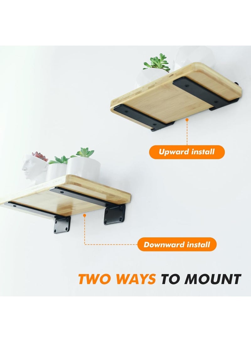 SYOSI Hidden L Shelf Bracket (1/5'' Thick) Iron Floating Shelf Brackets Rustic Industrial Metal Brackets for Kitchen, Nursery Shelf, Black Powder Coated Steel (6 Pack-12 inch Black) - Image 3