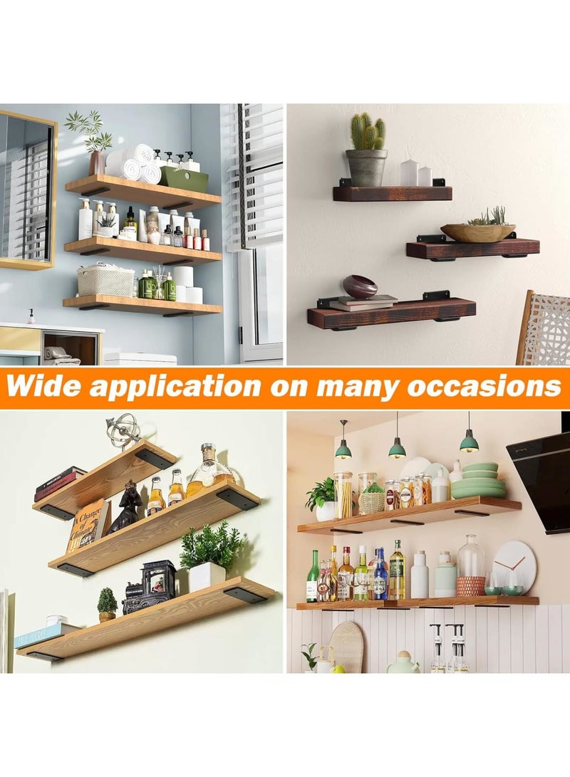 SYOSI Hidden L Shelf Bracket (1/5'' Thick) Iron Floating Shelf Brackets Rustic Industrial Metal Brackets for Kitchen, Nursery Shelf, Black Powder Coated Steel (6 Pack-12 inch Black) - Image 5